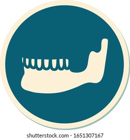 sticker of tattoo in traditional style of a skeleton jaw