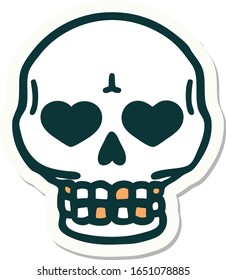 sticker of tattoo in traditional style of a skull