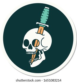 sticker of tattoo in traditional style of a skull