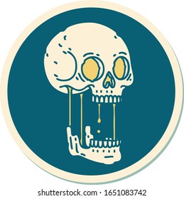 sticker of tattoo in traditional style of a skull