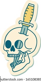 sticker of tattoo in traditional style of a skull