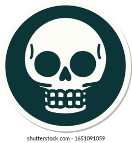sticker of tattoo in traditional style of a skull