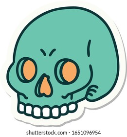 sticker of tattoo in traditional style of a skull