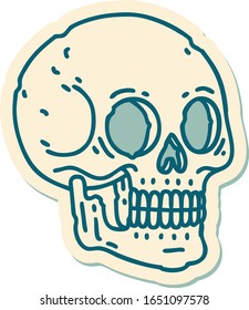 sticker of tattoo in traditional style of a skull