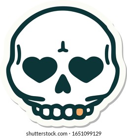 sticker of tattoo in traditional style of a skull