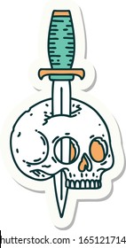 sticker of tattoo in traditional style of a skull