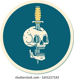 sticker of tattoo in traditional style of a skull