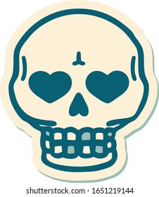sticker of tattoo in traditional style of a skull