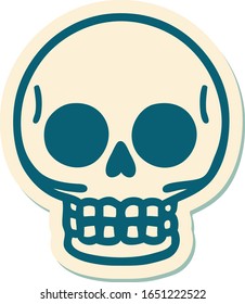 sticker of tattoo in traditional style of a skull