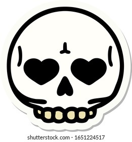 sticker of tattoo in traditional style of a skull