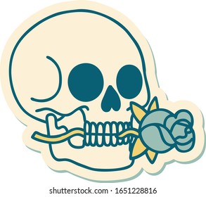 sticker of tattoo in traditional style of a skull