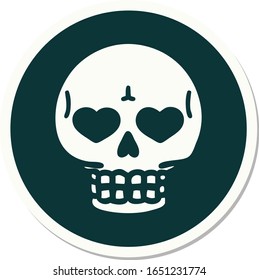 sticker of tattoo in traditional style of a skull