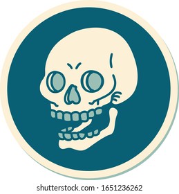 adesivo de tatuagem no estilo tradicional de um crânio