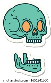 sticker of tattoo in traditional style of a skull