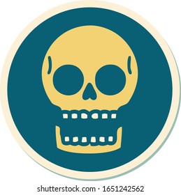 sticker of tattoo in traditional style of a skull
