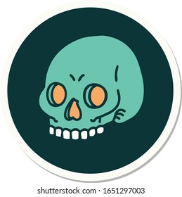 sticker of tattoo in traditional style of a skull