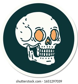 sticker of tattoo in traditional style of a skull