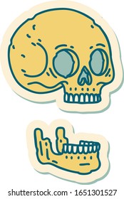 sticker of tattoo in traditional style of a skull