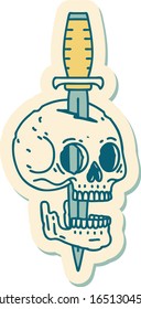 sticker of tattoo in traditional style of a skull