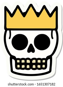 sticker of tattoo in traditional style of a skull and crown
