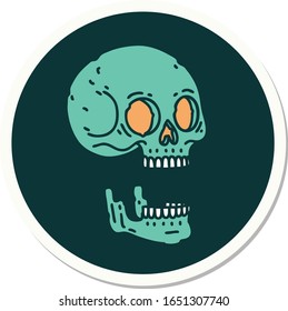 sticker of tattoo in traditional style of a skull