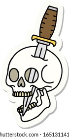 sticker of tattoo in traditional style of a skull
