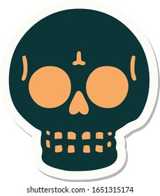 sticker of tattoo in traditional style of a skull