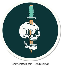 sticker of tattoo in traditional style of a skull