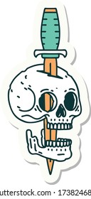 sticker of tattoo in traditional style of a skull