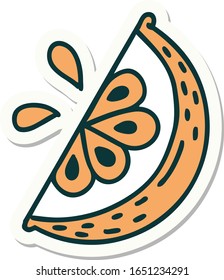 sticker of tattoo in traditional style of a slice of lemon