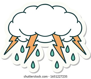 sticker of tattoo in traditional style of a storm cloud