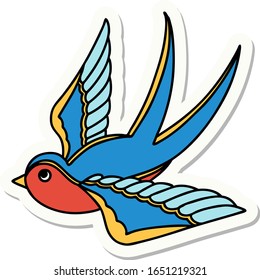 sticker of tattoo in traditional style of a swallow