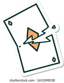 sticker of tattoo in traditional style of a torn card