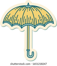 sticker of tattoo in traditional style of an umbrella