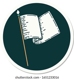 sticker of tattoo in traditional style of a white flag