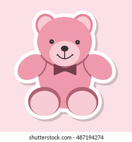Sticker teddy bear. Isolated on background. Vector illustration flat design.