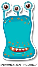 Sticker-Vorlage mit außerirdischem Monster-Zeichentrickzeichen, einzelne Illustration