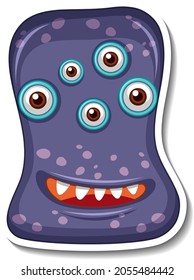 Sticker template with an alien monster cartoon character isolated illustration