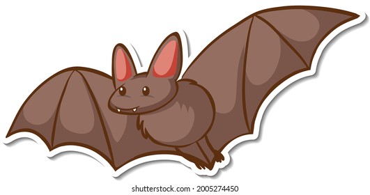 A sticker template with a bat cartoon character isolated illustration