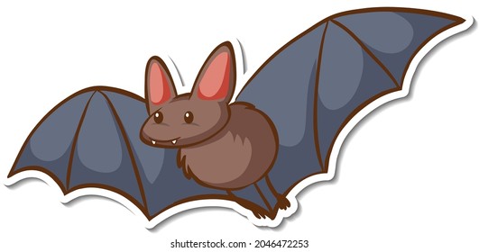 A sticker template with a bat cartoon character isolated illustration