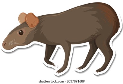 A sticker template of black capybara cartoon character illustration