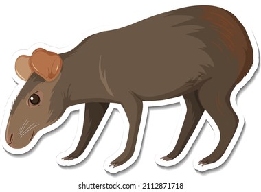 Sticker Template Black Capybara Cartoon Character Stock Vector (Royalty