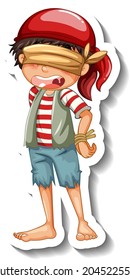 A sticker template with a blindfolded pirate boy isolated illustration