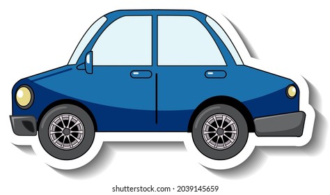 Sticker template with a blue car isolated illustration