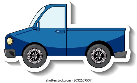 Plantilla de pegatinas con una ilustración aislada de coche de recogida azul