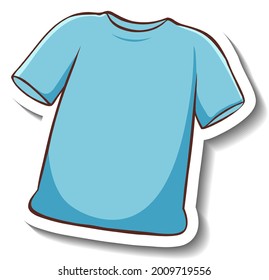 A sticker template with a blue t-shirt isolated illustration