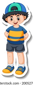 Plantilla de adhesivo con un personaje de caricatura de niño ilustración aislada