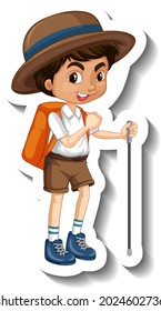 A sticker template with a boy cartoon character illustration