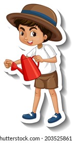 A sticker template of boy cartoon character illustration