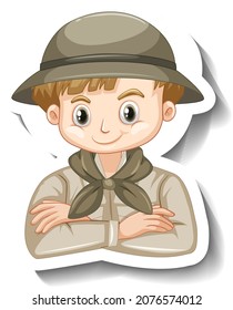 A sticker template of boy cartoon character illustration